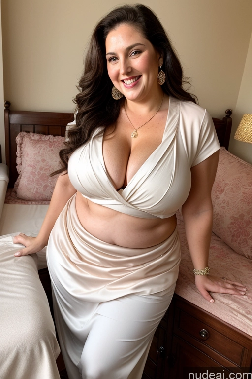 ai nude image of araffe woman in a white dress posing on a bed pics of Busty Big Ass Big Hips Long Hair Fairer Skin Blouse Sari Cleavage Nude Thick 30s Chubby Hip Hop Several Milf Massage Happy Laughing