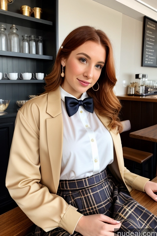 related ai porn images free for Woman 20s Ginger Straight White Cafe Blouse Bows Bow Tie Jacket Long Skirt Tie Diamond Jewelry Gold Jewelry Jewelry Pearl Jewelry