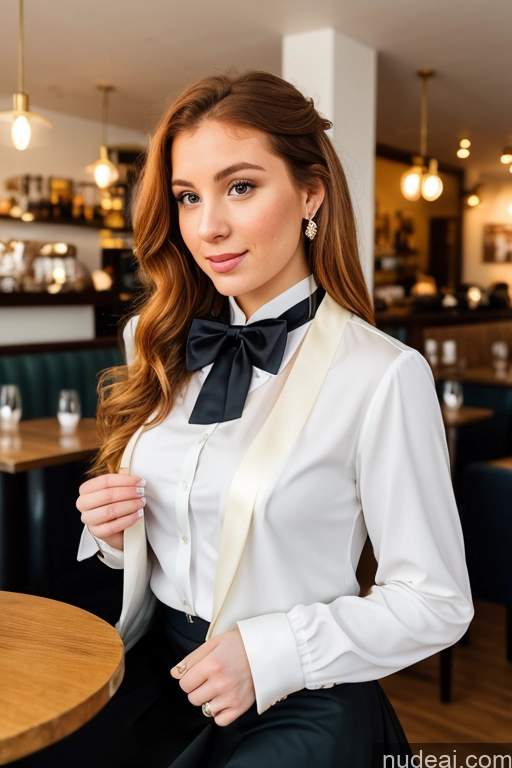 related ai porn images free for Woman 20s Ginger Straight White Cafe Blouse Bows Bow Tie Jacket Long Skirt Tie Diamond Jewelry Gold Jewelry Jewelry Pearl Jewelry