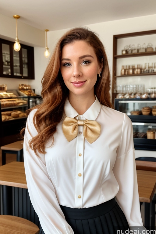 related ai porn images free for Woman 20s Ginger Straight White Cafe Blouse Bows Bow Tie Jacket Long Skirt Tie Diamond Jewelry Gold Jewelry Jewelry Pearl Jewelry