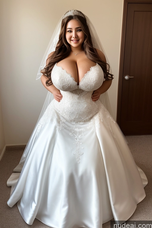 ai nude image of arafed woman in a wedding dress posing for a picture pics of Woman One Busty Huge Boobs Beautiful Big Ass Thick Big Hips 18 Long Hair Wedding