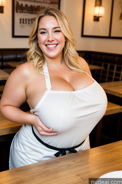 related ai porn images free for Huge Boobs Thick Chubby Fat 30s Laughing Happy Blonde Cumshot Apron Restaurant One