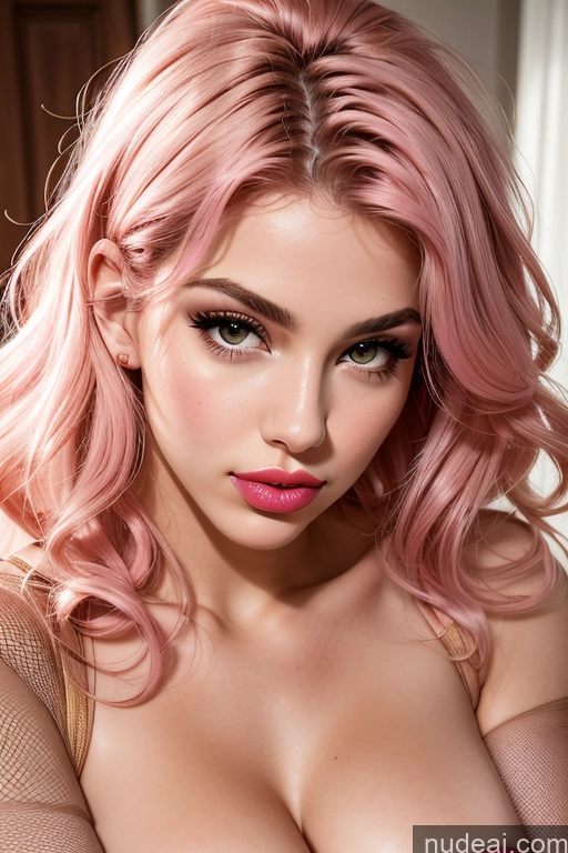 ai nude image of there is a woman with pink hair and a pink bra pics of Athlete Several Busty Perfect Boobs Beautiful Skinny Abs Long Legs Tall Perfect Body 18 Pouting Lips Seductive French Nude Detailed Pink Hair Lipstick Fishnet