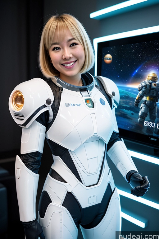 related ai porn images free for One Beautiful 20s Happy Blonde Sci-fi Armor Mech Suit Detailed Bright Lighting Gaming Bobcut Asian Space Suit Long Legs