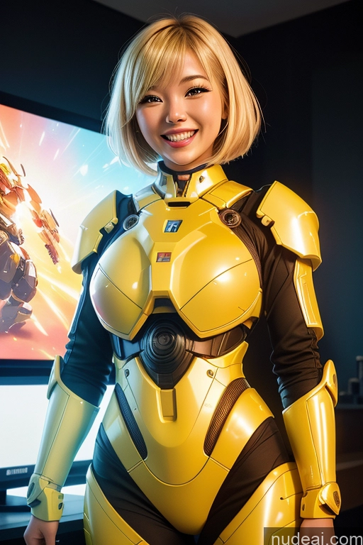 related ai porn images free for Woman Beautiful Big Hips Laughing Blonde Bobcut Asian Bright Lighting Detailed One 20s Gaming Mech Suit