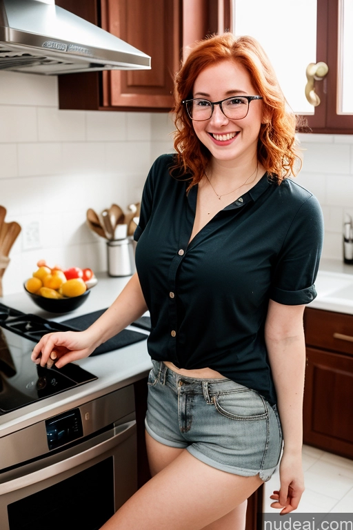 related ai porn images free for Perfect Boobs Beautiful Glasses Short Fairer Skin 20s Happy Ginger Messy Asian Kitchen Cooking Dark Lighting Casual Short Shorts