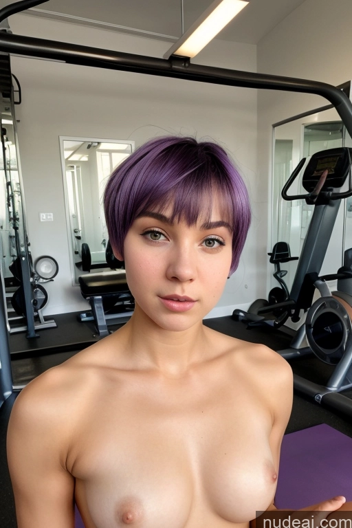 related ai porn images free for Nude Yoga Gym Russian Short Hair Beautiful Skinny Short One 18 Front View Shocked Topless Purple Hair