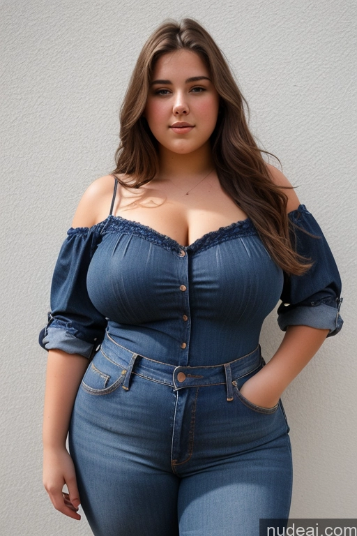 related ai porn images free for Woman One Thick Big Ass Big Hips 18 Brunette Long Hair French Front View Jeans Chemise Chubby Blouse Small Tits