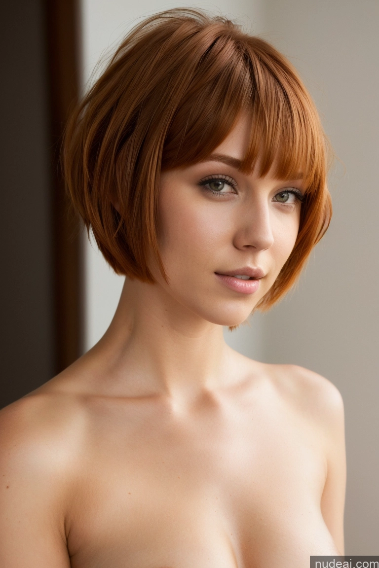 ai nude image of arafed woman with a red hair and a short bob pics of Model One Beautiful Sexy Face Ginger Short Hair German