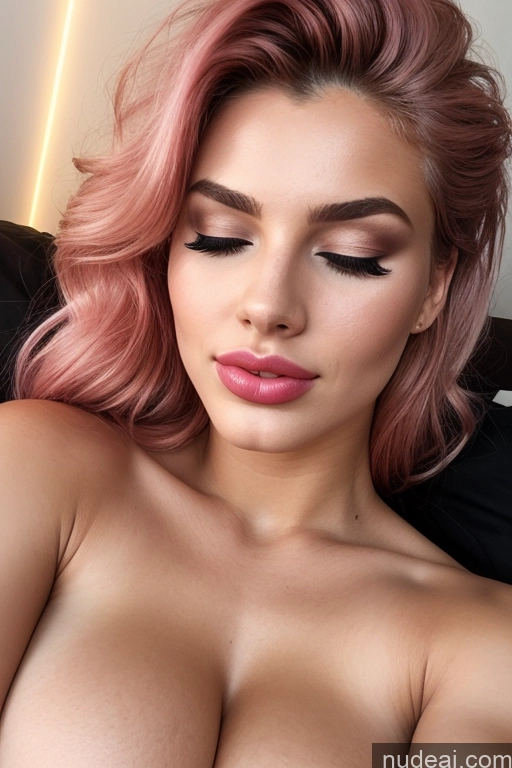 ai nude image of a close up of a woman with pink hair and a pink wig pics of Several Busty Perfect Boobs Beautiful Lipstick Abs Skinny Long Legs Tall Perfect Body 18 Pouting Lips Pink Hair French Detailed 3d Athlete Orgasm Long Hair Sleeping