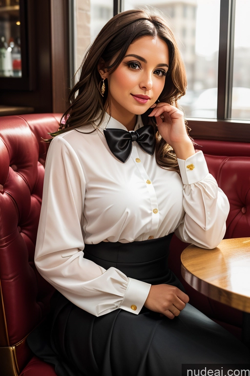 related ai porn images free for Woman Beautiful 30s White Restaurant Blouse Bow Tie Bows Jacket Long Skirt Tie Diamond Jewelry Gold Jewelry Jewelry Pearl Jewelry Brunette