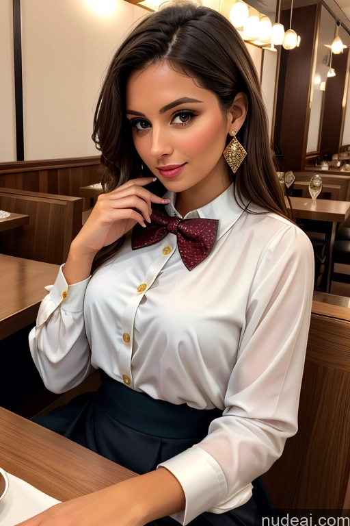 related ai porn images free for Woman Beautiful 30s White Restaurant Blouse Bow Tie Bows Jacket Long Skirt Tie Diamond Jewelry Gold Jewelry Jewelry Pearl Jewelry Brunette