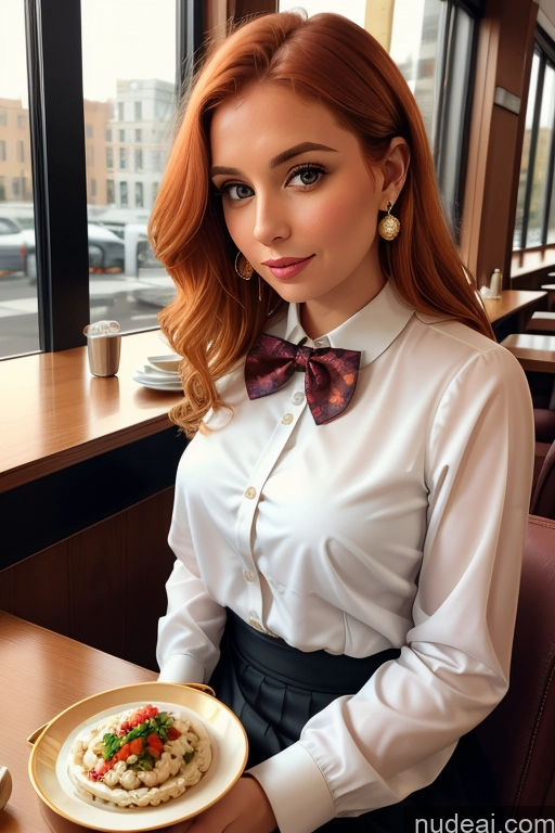 related ai porn images free for Woman Beautiful 30s White Restaurant Blouse Bow Tie Bows Jacket Long Skirt Tie Diamond Jewelry Gold Jewelry Jewelry Pearl Jewelry Ginger