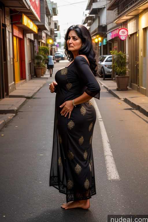 ai nude image of pregnant woman in black dress standing on street in urban area pics of Milf One Busty Big Ass 80s Long Hair Indian Front View Black Hair Street Nightgown