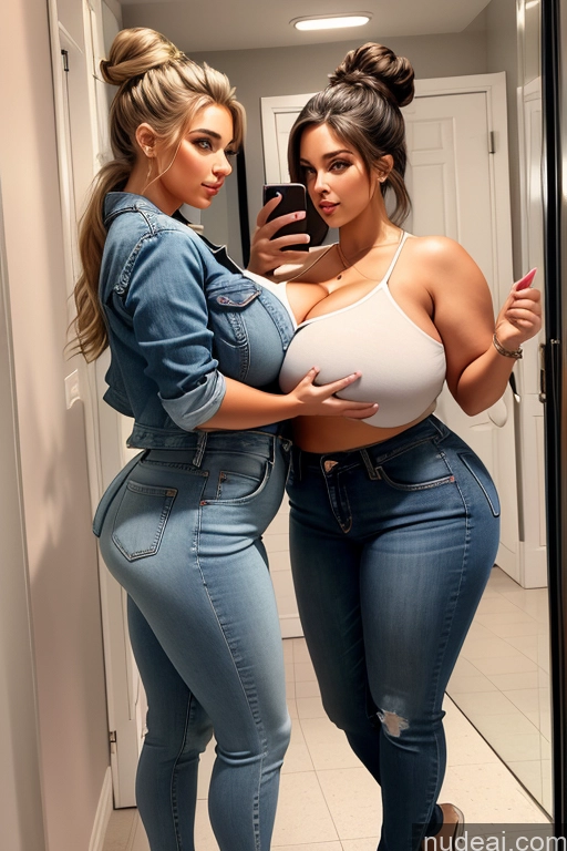 related ai porn images free for Woman Busty Perfect Boobs Beautiful Big Ass Thick Perfect Body Hair Bun Russian Big Hips Huge Boobs Two Bathroom Mirror Selfie Jacket Jeans