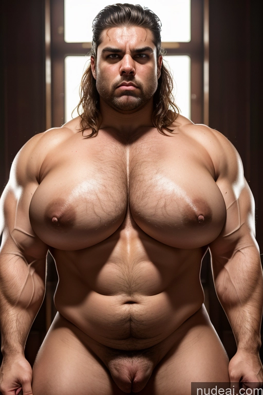 ai nude image of arafed man with a big breast posing for a picture pics of Bodybuilder Huge Boobs Muscular Big Ass Abs Thick Chubby Fat Big Hips Long Legs Tall Pubic Hair 60s Angry Cumshot Italian