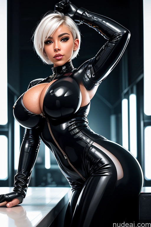 related ai porn images free for Cyborg Busty Huge Boobs Perfect Boobs Beautiful Small Ass Perfect Body White Hair Pixie Latex Dark Lighting Detailed Tanned Skin Oiled Body Dynamic View Illustration Biker Suit Nude