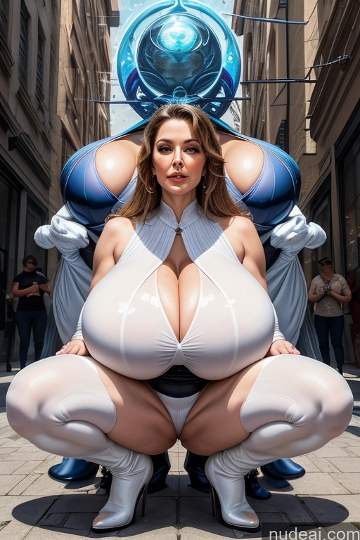 related ai porn images free for Milf Two Busty Huge Boobs Perfect Boobs Big Hips Perfect Body 50s Straight Surrealist Front View Squatting Hip Hop Street