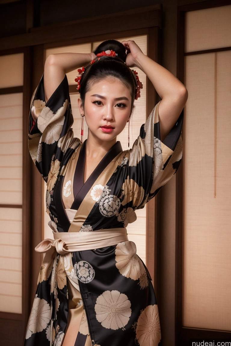 related ai porn images free for Woman One Small Tits 20s Pouting Lips Brunette Hair Bun 3d Front View Ninja Tribal Traditional Kimono Geisha Swedish