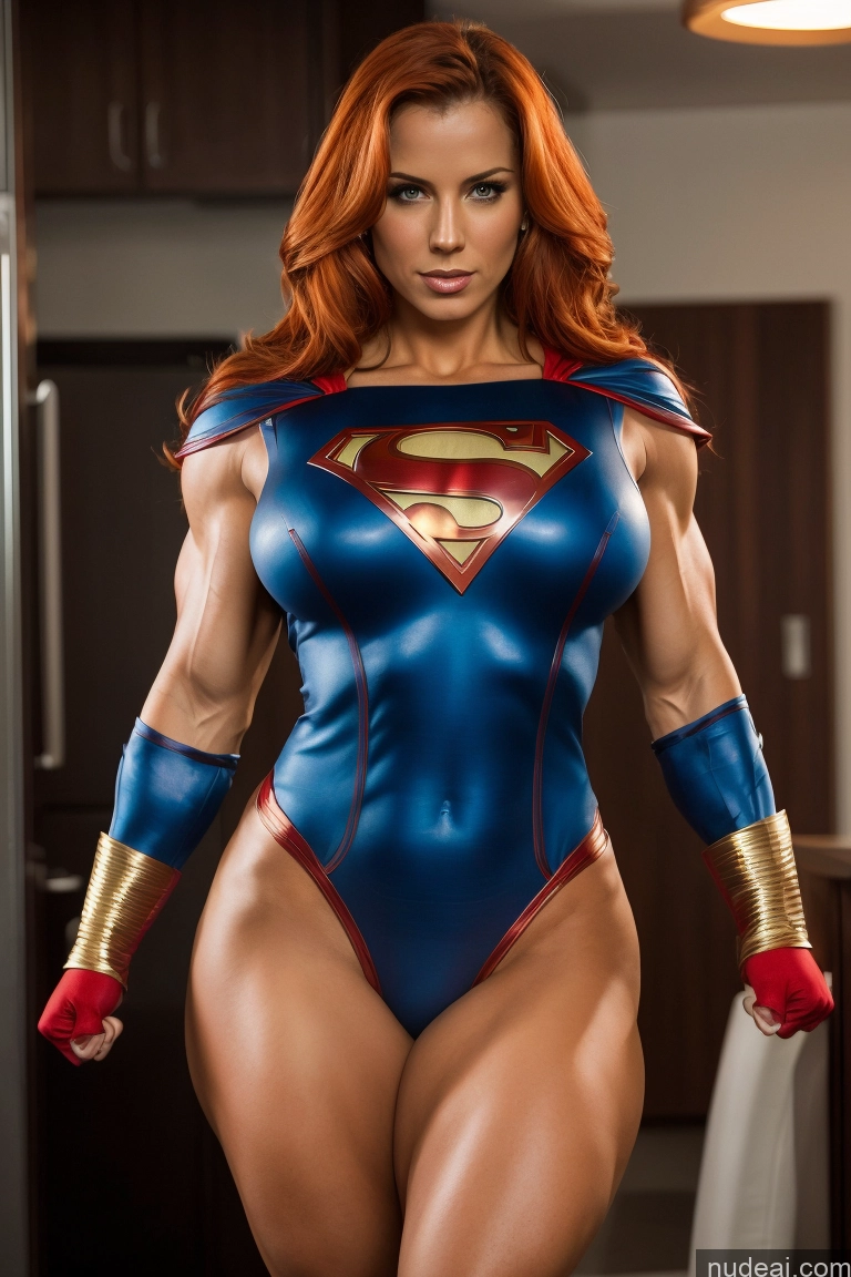 related ai porn images free for Superheroine Busty Muscular Abs Seductive Ginger Front View Superhero Detailed