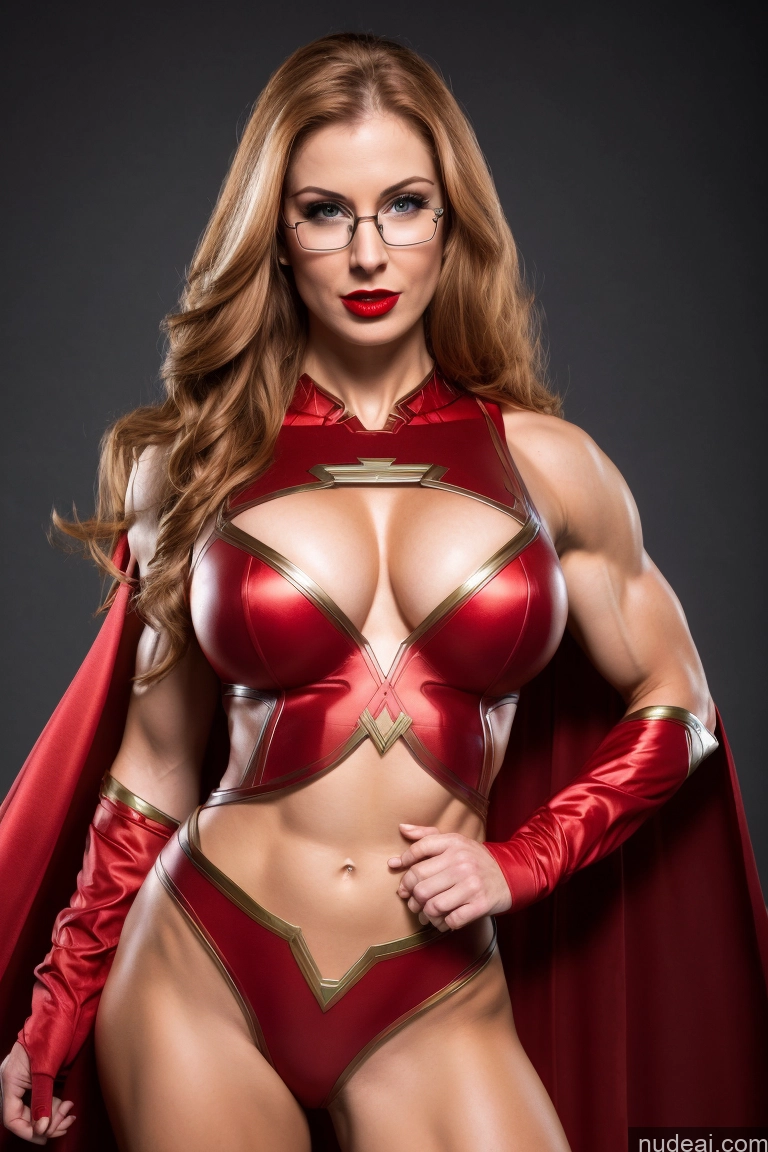 related ai porn images free for Superheroine Muscular Abs Ginger Front View Superhero Detailed Busty Glasses Lipstick Fairer Skin