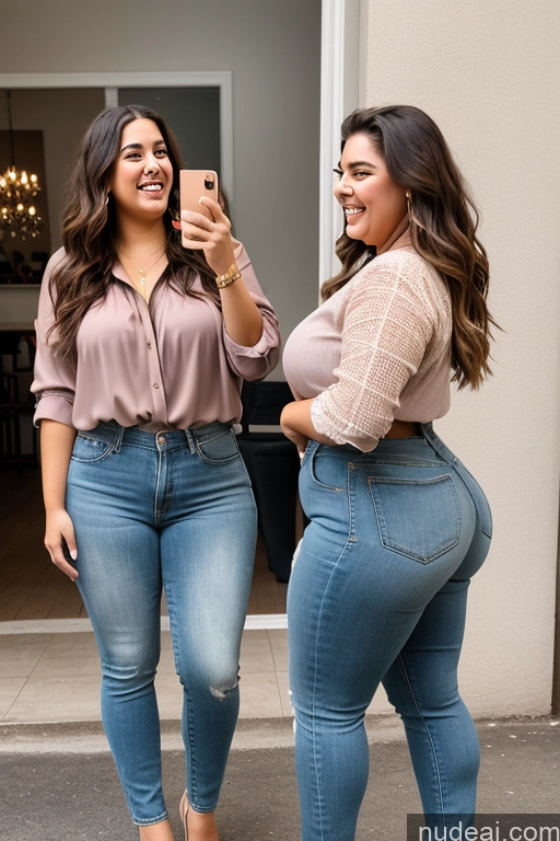 related ai porn images free for Woman Two Big Ass Thick Chubby Big Hips 18 Laughing Brunette Long Hair French Mirror Selfie Front View Blouse Casual