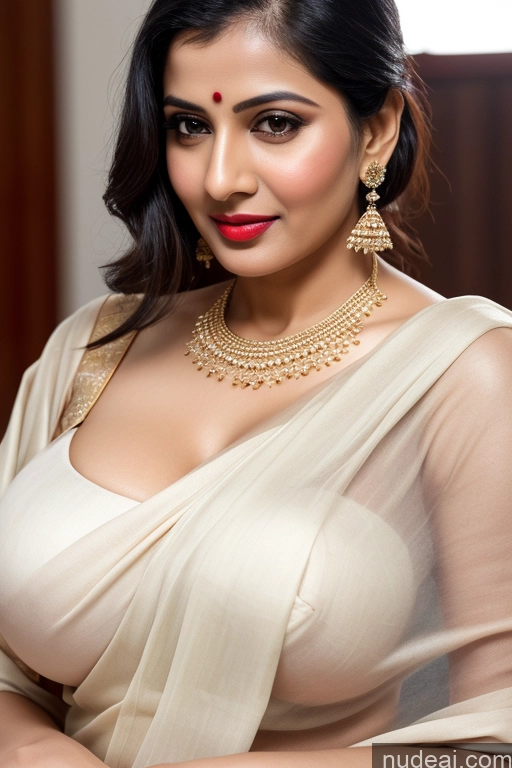 related ai porn images free for Woman One Huge Boobs Beautiful Lipstick Black Hair Slicked Indian Simple 40s Fairer Skin Sari Close-up View