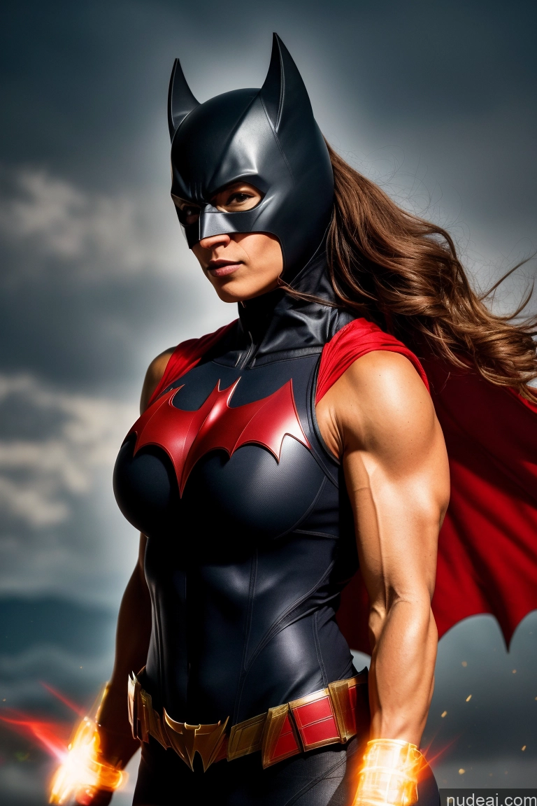 Batwoman Busty Small Tits Powering Up Bodybuilder