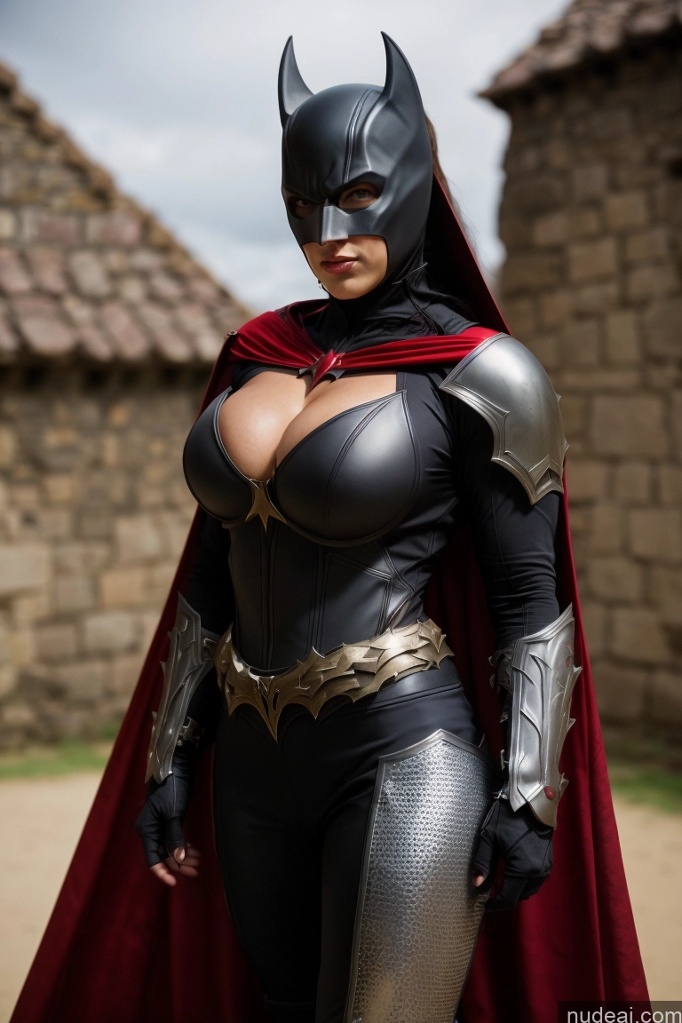 Batwoman Busty Muscular Fantasy Armor Medieval