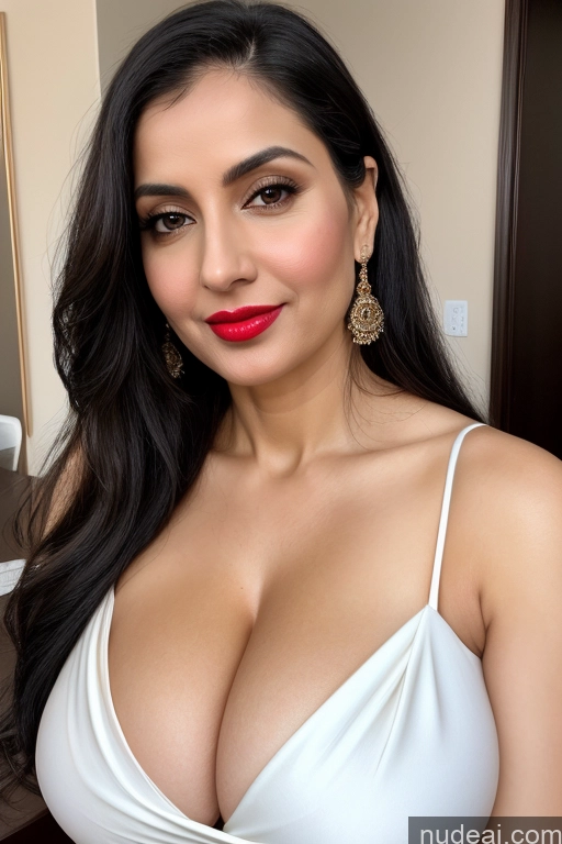 related ai porn images free for Woman One Huge Boobs Beautiful Lipstick Fairer Skin 40s Black Hair Slicked White Close-up View Sari Cleavage Simple