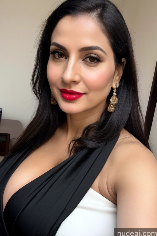 related ai porn images free for Woman One Huge Boobs Beautiful Lipstick Fairer Skin 40s Black Hair Slicked White Sari Cleavage Simple Close-up View