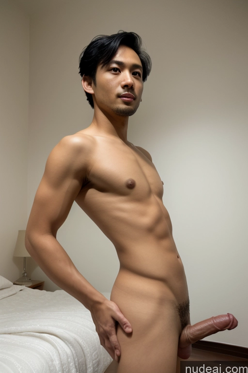 ai nude image of arafed asian man with a big cock standing in a bedroom pics of Woman Small Tits Skinny Short Handsome Man Penis Excessive Pubic Hair 30s Black Hair Vietnamese Bedroom Fellatio (Side View)