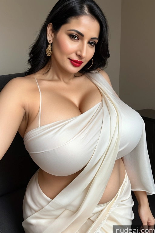 related ai porn images free for Woman One Huge Boobs Beautiful Lipstick Fairer Skin 40s Black Hair Slicked White Sari Cleavage Simple Close-up View