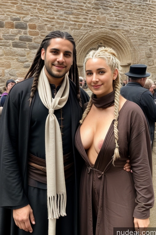 related ai porn images free for Several Partially Nude White Hair Woman + Man Small Tits Pubic Hair 20s Braided Dark Fantasy Dress Medieval Scarf