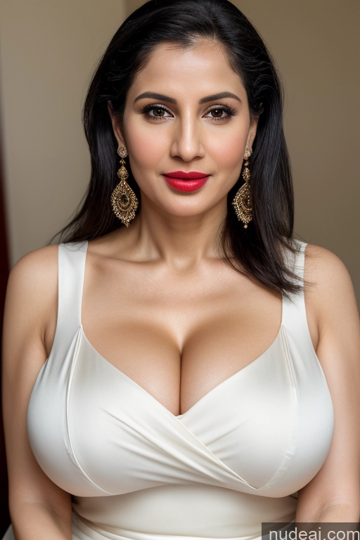 related ai porn images free for Woman One Huge Boobs Beautiful Lipstick Fairer Skin 40s Black Hair Slicked White Sari Cleavage Simple Close-up View