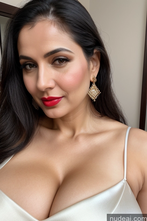 related ai porn images free for Woman One Huge Boobs Beautiful Lipstick Fairer Skin 40s Black Hair Slicked White Sari Cleavage Simple Close-up View