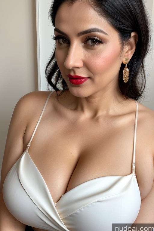 related ai porn images free for Woman One Huge Boobs Beautiful Lipstick Fairer Skin 40s Black Hair Slicked White Close-up View Sari Cleavage Simple