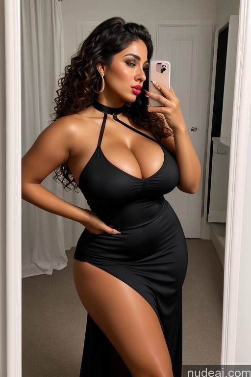 related ai porn images free for Huge Boobs Big Hips Tanned Skin 30s Brunette Curly Hair Arabic Mirror Selfie One Detailed Choker Dress Pouting Lips