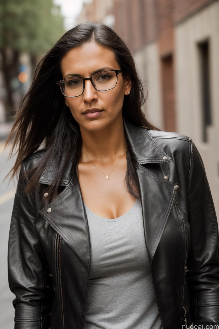 related ai porn images free for Model Perfect Boobs Serious Straight Native American Street Shirt Leather Jeans Jacket Glasses 30s Tall