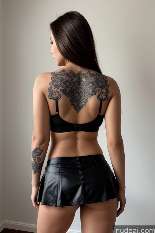 ai nude image of arafed woman with a tattoo on her back and a skirt pics of Busty Perfect Boobs Skinny Tattoos Micro Skirt Bending Over Back View