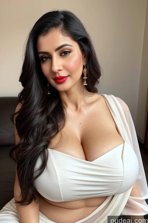 related ai porn images free for Woman One Huge Boobs Beautiful Lipstick Fairer Skin 40s Black Hair Slicked White Close-up View Sari Cleavage Simple