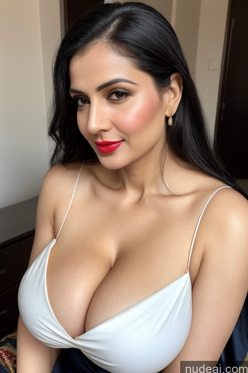 related ai porn images free for Woman One Huge Boobs Beautiful Lipstick Fairer Skin 40s Black Hair Slicked White Close-up View Sari Cleavage Simple