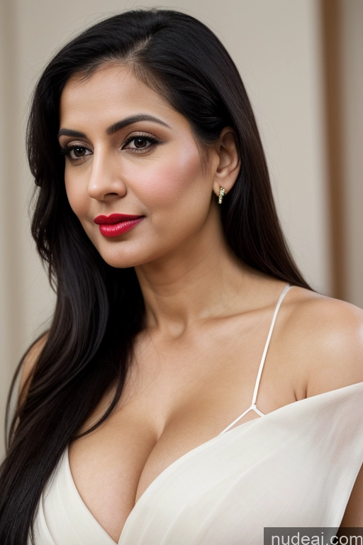 related ai porn images free for Woman One Huge Boobs Beautiful Lipstick Fairer Skin 40s Black Hair Slicked White Close-up View Sari Cleavage Simple