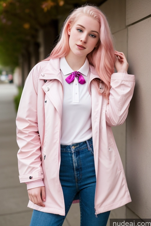 related ai porn images free for Beautiful Fairer Skin 18 Sexy Face Pink Hair Long Hair White Jacket Jeans Polo Tie Front View