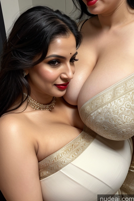 related ai porn images free for Woman One Huge Boobs Beautiful Lipstick Fairer Skin 40s Black Hair Slicked White Close-up View Sari Cleavage Simple