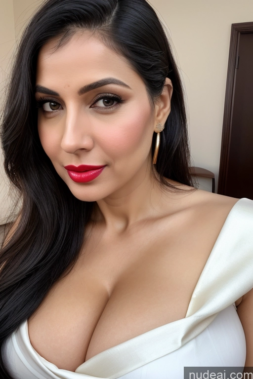 related ai porn images free for Woman One Huge Boobs Beautiful Lipstick Fairer Skin 40s Black Hair Slicked White Close-up View Sari Cleavage Simple