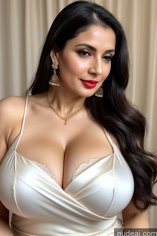 related ai porn images free for Woman One Huge Boobs Beautiful Lipstick Fairer Skin 40s Black Hair Slicked White Sari Cleavage Close-up View Detailed