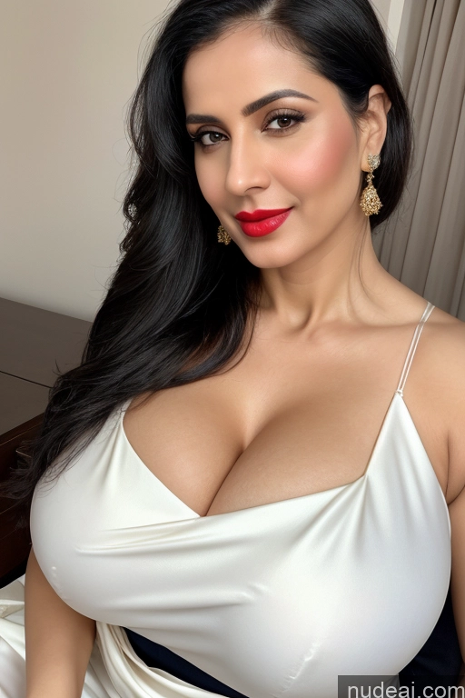 related ai porn images free for Woman One Huge Boobs Beautiful Lipstick Fairer Skin 40s Black Hair Slicked White Close-up View Sari Cleavage Simple