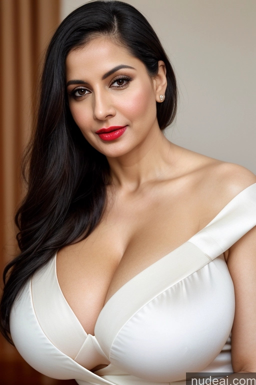 related ai porn images free for Woman One Huge Boobs Beautiful Lipstick Fairer Skin 40s Black Hair Slicked White Close-up View Sari Cleavage Simple