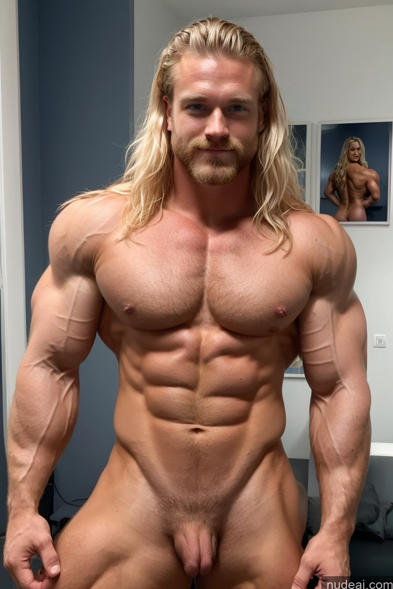 ai nude image of arafed man with a long blonde hair and a beard posing for a picture pics of Hairy Women Pubic Hair Muscular Scandinavian Bodybuilder Nude Two Perfect Boobs